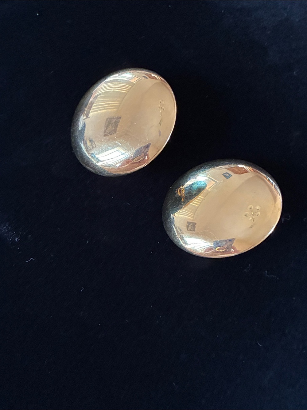 Trifari Shiny Gold Oval Dome Clip-On Earrings